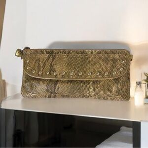 Kathy Van Zeeland Python Snakeskin Clutch